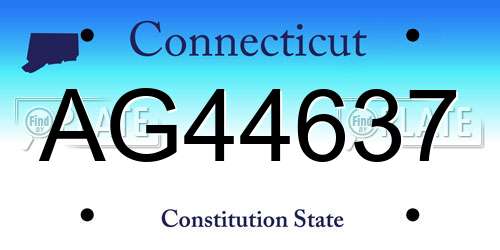 AG44637 Connecticut License Plate