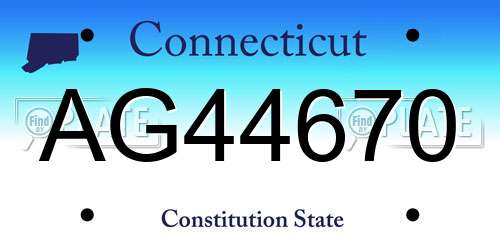 AG44670 Connecticut License Plate