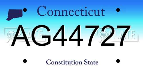 AG44727 Connecticut License Plate