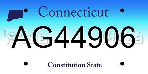 AG44906 Connecticut License Plate