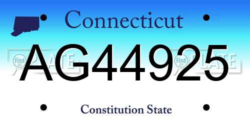 AG44925 Connecticut License Plate