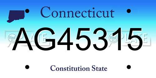 AG45315 Connecticut License Plate