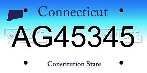 AG45345 Connecticut License Plate