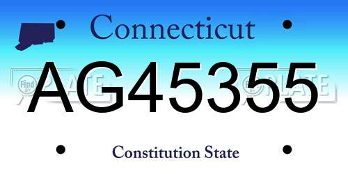 AG45355 Connecticut License Plate