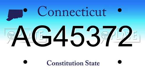 AG45372 Connecticut License Plate