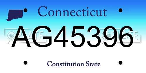 AG45396 Connecticut License Plate