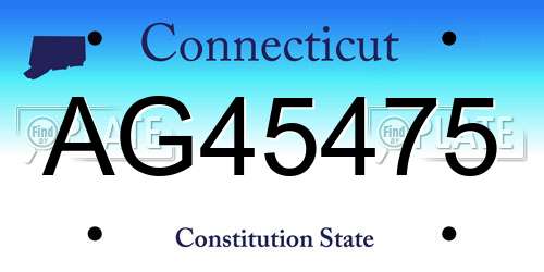 AG45475 Connecticut License Plate