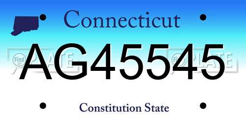 AG45545 Connecticut License Plate