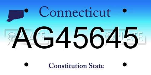 AG45645 Connecticut License Plate