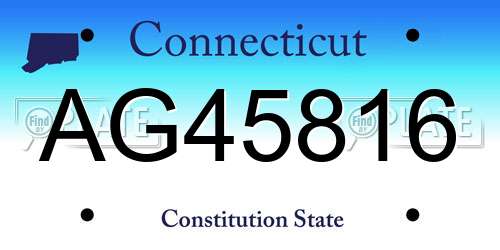 AG45816 Connecticut License Plate