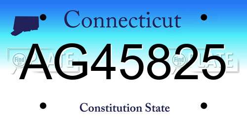 AG45825 Connecticut License Plate