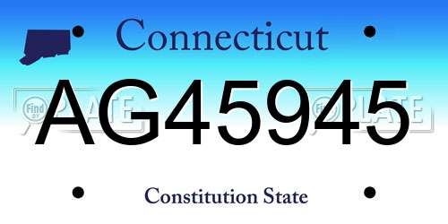 AG45945 Connecticut License Plate