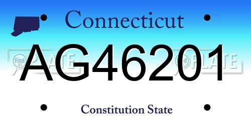 AG46201 Connecticut License Plate
