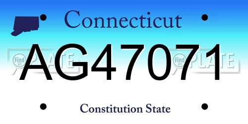 AG47071 Connecticut License Plate
