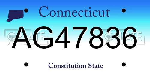 AG47836 Connecticut License Plate
