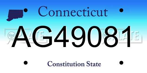 AG49081 Connecticut License Plate