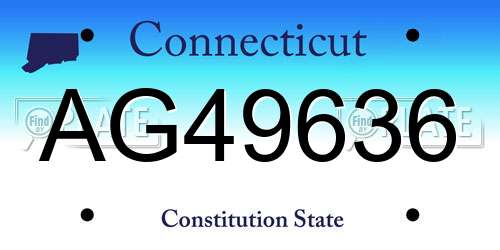 AG49636 Connecticut License Plate