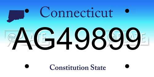 AG49899 Connecticut License Plate