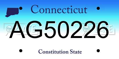 AG50226 Connecticut License Plate