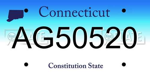 AG50520 Connecticut License Plate