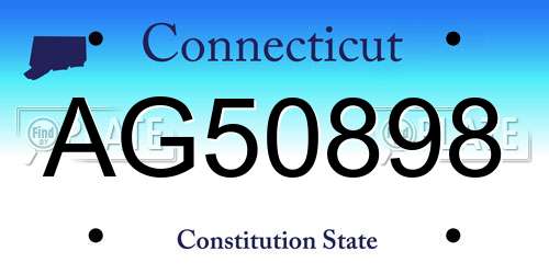 AG50898 Connecticut License Plate