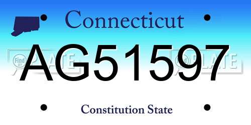 AG51597 Connecticut License Plate