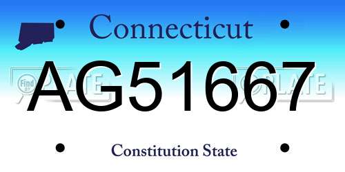 AG51667 Connecticut License Plate