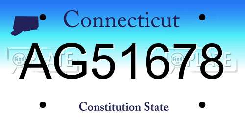 AG51678 Connecticut License Plate