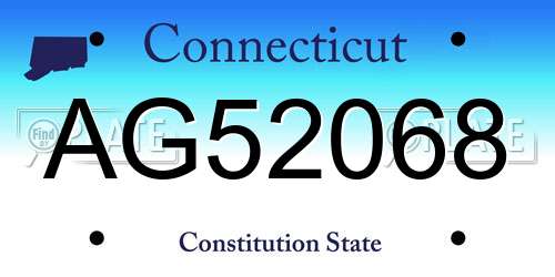 AG52068 Connecticut License Plate