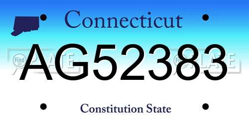 AG52383 Connecticut License Plate