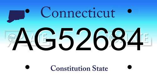 AG52684 Connecticut License Plate