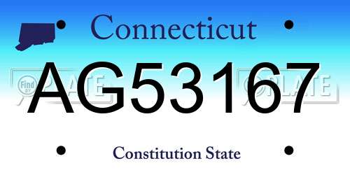 AG53167 Connecticut License Plate