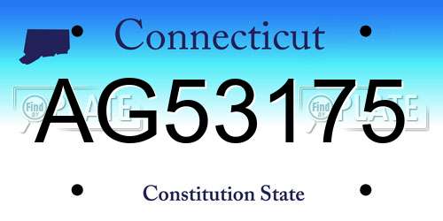 AG53175 Connecticut License Plate