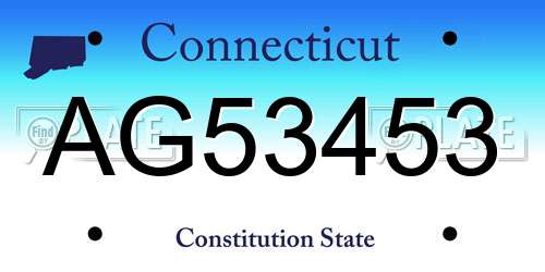 AG53453 Connecticut License Plate