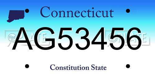 AG53456 Connecticut License Plate