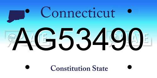AG53490 Connecticut License Plate