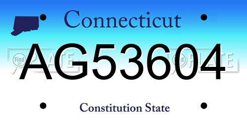 AG53604 Connecticut License Plate