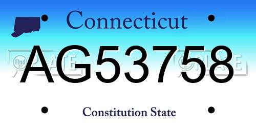 AG53758 Connecticut License Plate