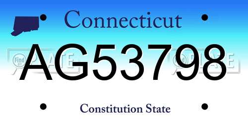 AG53798 Connecticut License Plate