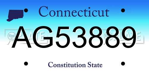 AG53889 Connecticut License Plate