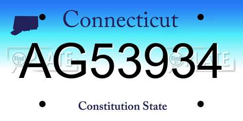 AG53934 Connecticut License Plate