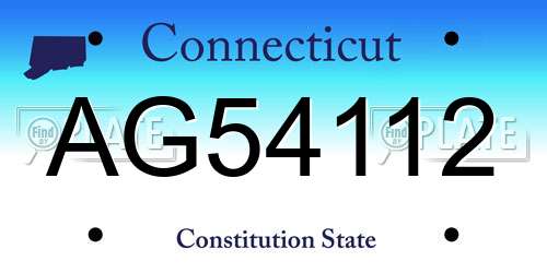 AG54112 Connecticut License Plate
