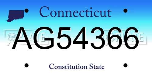 AG54366 Connecticut License Plate
