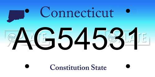 AG54531 Connecticut License Plate