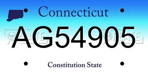 AG54905 Connecticut License Plate