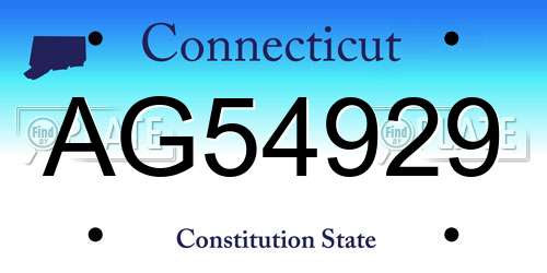AG54929 Connecticut License Plate