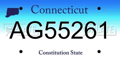 AG55261 Connecticut License Plate