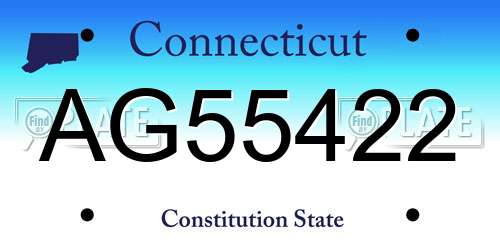 AG55422 Connecticut License Plate