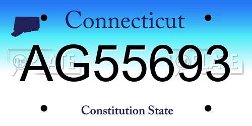 AG55693 Connecticut License Plate