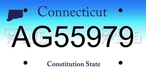 AG55979 Connecticut License Plate